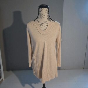 Lands' End Women's Beige Long‎ Sleeve Top